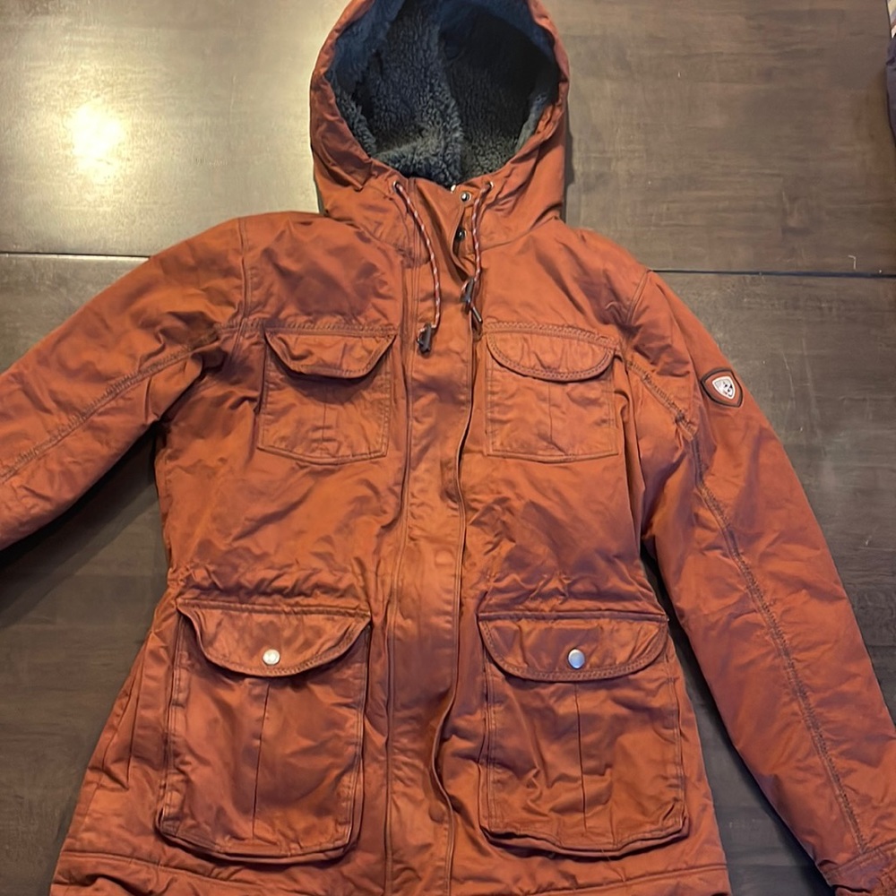 Women’s Hooded Parka Jacket in Burnt Orange